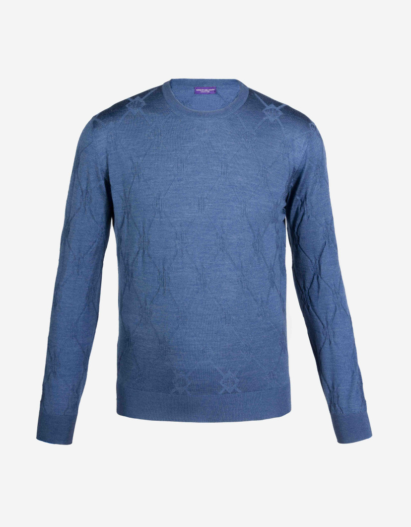 Patrick Hellmann Collection Denim Blue Logo Pullover Round-Neck image
